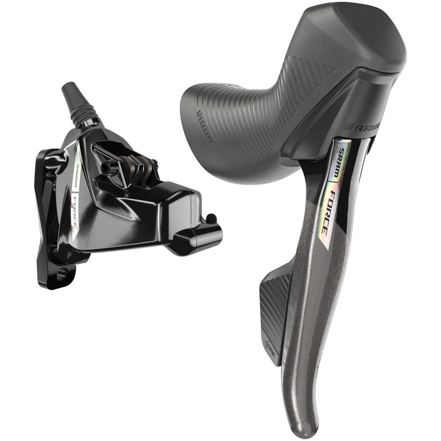 SRAM Force AXS HRD eTap Shift/Brake Lever Hydraulic Disc Brake Caliper - Right/Rear Flat Mount 20mm Offset Iridescent Gray/Blk D2