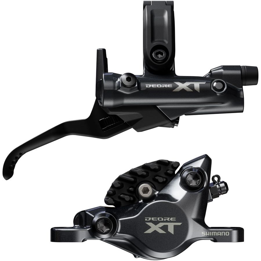Shimano Deore XT M8200 Disc Brake Lever - Right/Rear Post Mount 2-Piston Caliper SM-BH90-SBM Hose Fin Metal Pads BLK