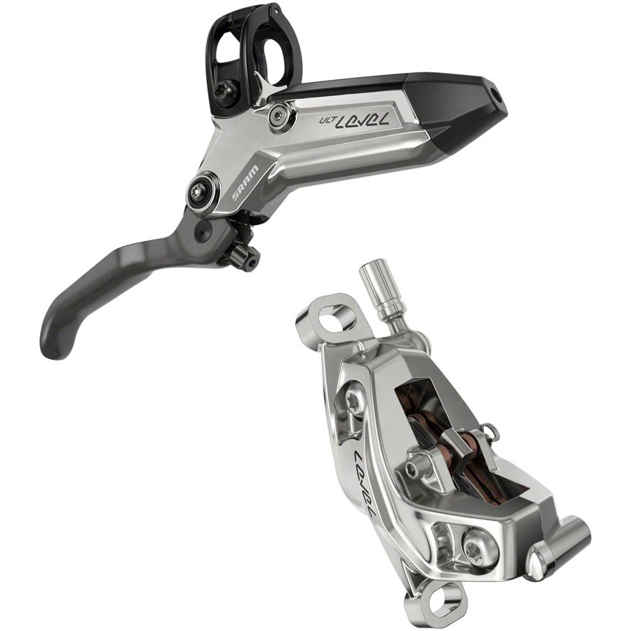 SRAM Level Ultimate Stealth Disc Brake Lever - Rear Post Mount 4-Piston Carbon Lever Titanium Hardware BLK/Silver C1
