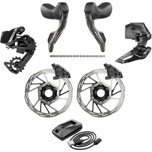 SRAM Force eTap AXS Road Groupset - 2x12-Speed HRD Shift/Brake Levers FM Calipers CL Rotors Chain F/R Derailleurs E1