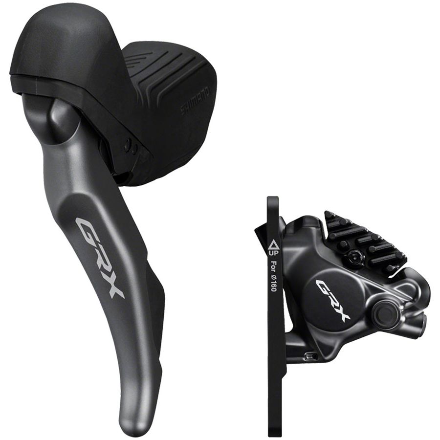Shimano GRX ST-RX820 Shift/Brake Lever BR-RX820 Hydraulic Disc Brake Caliper - Left/Front 2x Flat Mount Caliper BLK