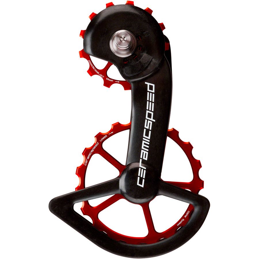 CeramicSpeed OSPW Pulley Wheel System Shimano 9100/9150 8000 SS/8050 SS - Alloy Pulley Carbon Cage Red