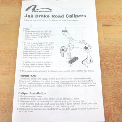 Nashbar Black Jail Brake Road Calipers PN: NS-RBCL