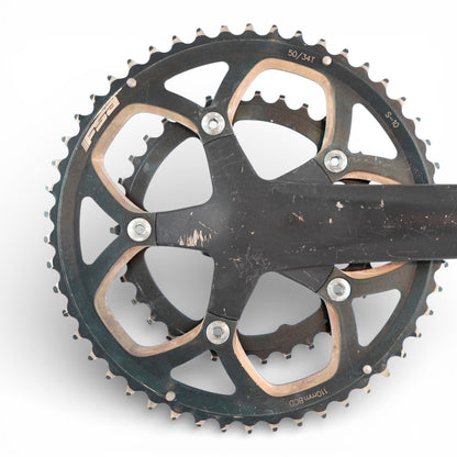 FSA Omega Crankset 175mm Crank Arms 50/34T Chainrings Road Bike Part