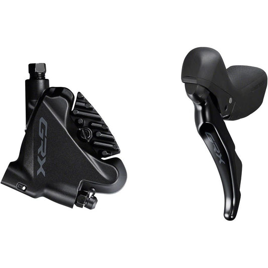 Shimano GRX ST-RX400/BR-RX400 Hydraulic Disc Brake Brake/Shift Lever - Left 2x10-Speed Flat Mount Finned Resin Pads BLK