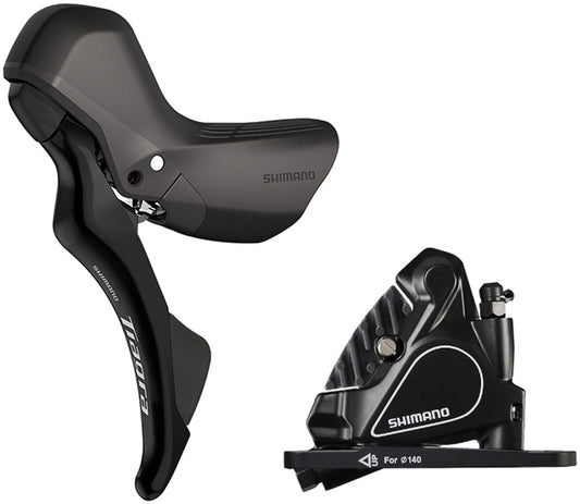 Shimano Tiagra ST-R4020-LA Shift/Brake Lever BR-RS405 Front Hydraulic Disc Brake Caliper - Left/Front 2x Flat Mount BLK