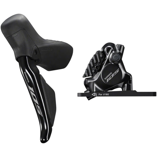 Shimano 105 ST-R7170-LE Di2 Shift/Brake Lever BR-R7170 Hydraulic Disc Brake Caliper - Front 2x Flat Mount Fork Adaptor BLK