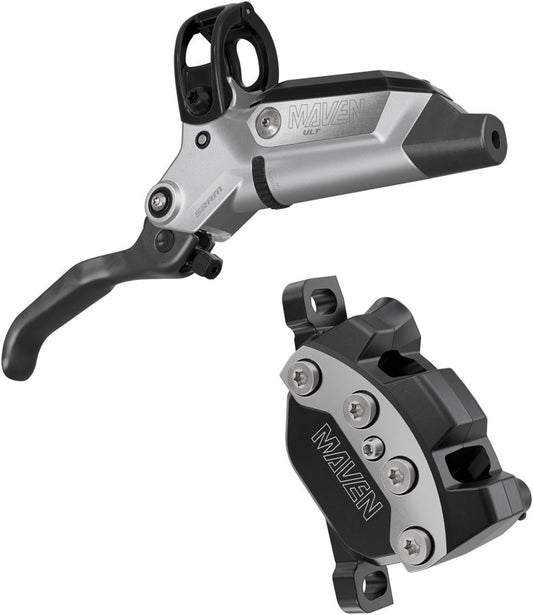 SRAM Maven Ultimate Stealth Disc Brake Lever - Front Post Mount 950mm Hose 4-Piston Carbon Lever Ti Hardware Silver/BLK B1