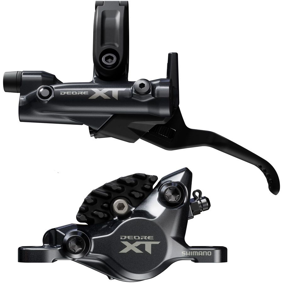 Shimano Deore XT M8200 Disc Brake Lever - Left/Front Post Mount 2-Piston Caliper SM-BH90-SBM Hose Fin Metal Pads BLK