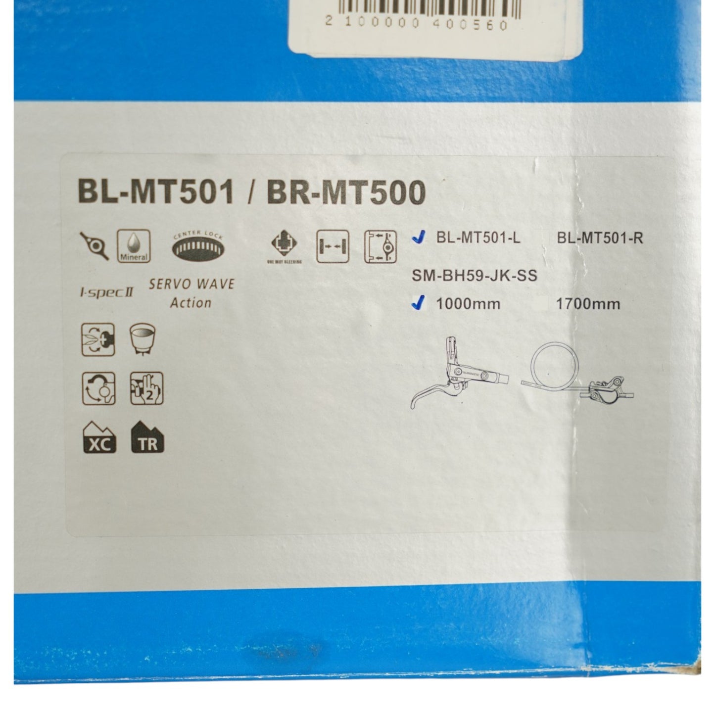Shimano BL-MT501/BR-MT500 Mountain Bike Hydraulic Rear Brake- 1000mm Hose