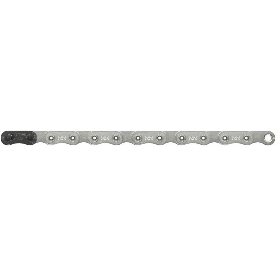 SRAM XX Eagle T-Type Flattop Chain - 12-Speed 126 Links Hollow Pin Includes PowerLock Connector PVD Coated Silver