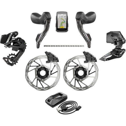SRAM Force eTap AXS Road Groupset - 2x12-Speed HRD Shift/Brake Levers FM Calipers Rotors Chain F/R Derailleurs Hammerhead Karoo E1