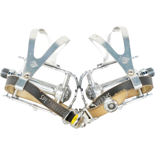 Vintage Campagnolo Record Road Bike Pedals W/ Cinelli Toe Clips