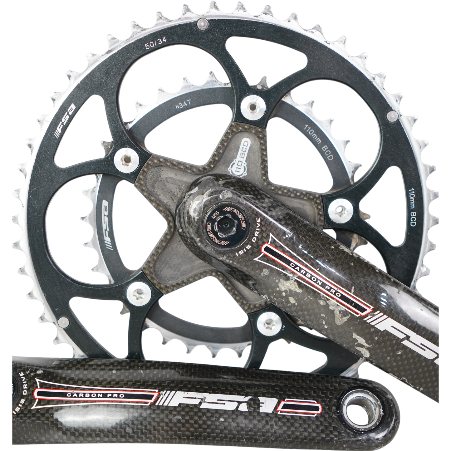 FSA Carbon Pro ISIS Drive 172.5mm Road Crankset W/ 50/34t Chainrings
