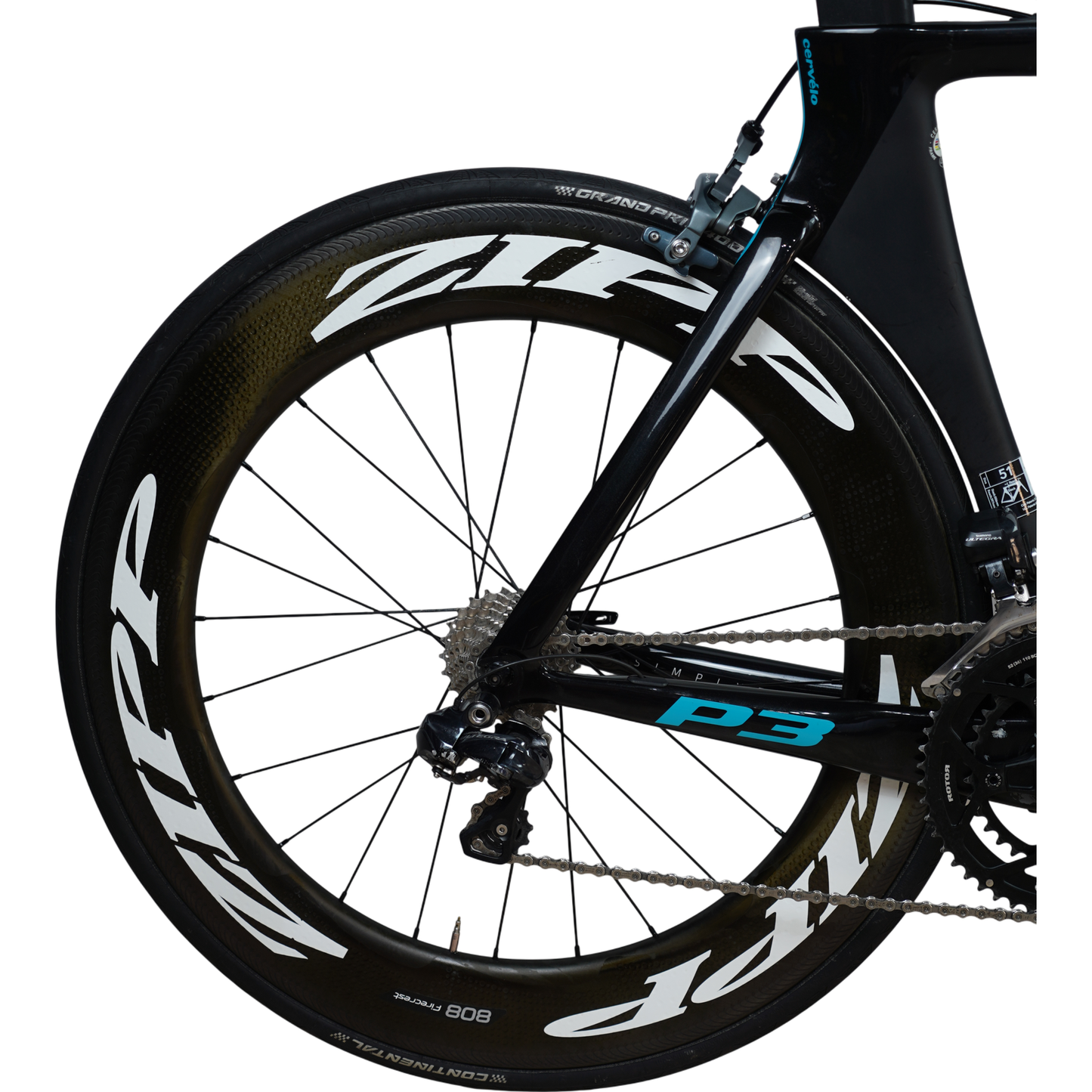 2016 Cervélo P3 Carbon Rim Brake TT/Tri Bike W/ Zipp Wheels - 51cm