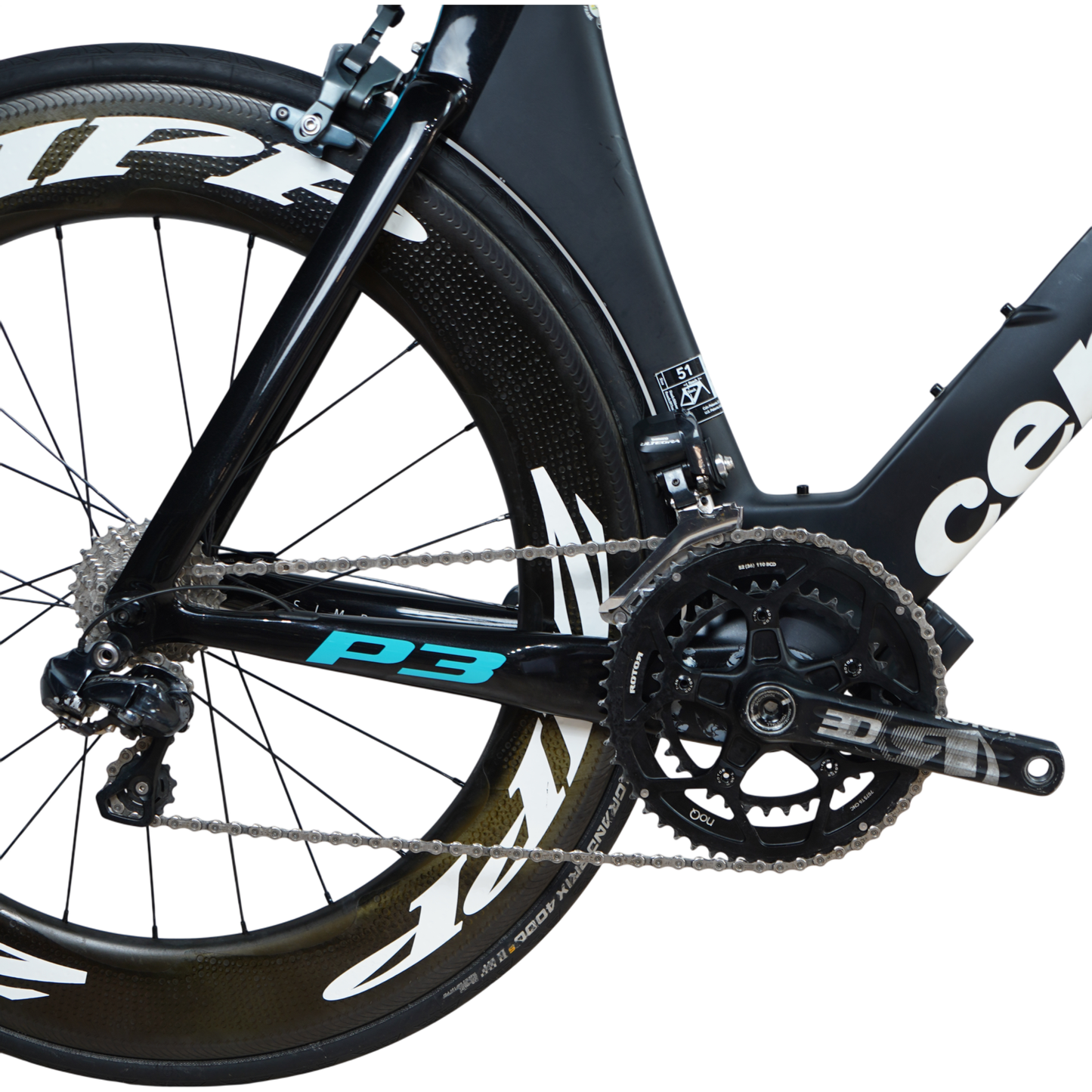 2016 Cervélo P3 Carbon Rim Brake TT/Tri Bike W/ Zipp Wheels - 51cm